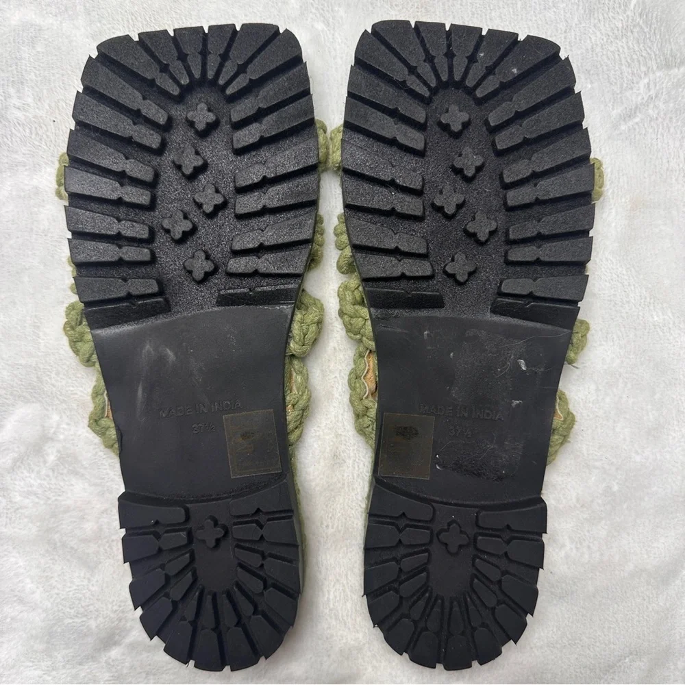 Free People Sandri Macrame Sandals in Olive Green Womens EU 37.5/ US 7